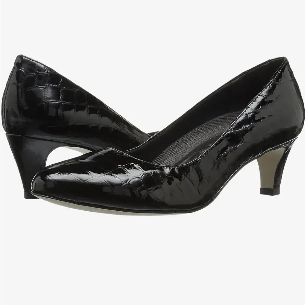 LIFESTRIDE SOFT SYSTEM LEATHER PARIGI CROC LOW HEEL SHOES